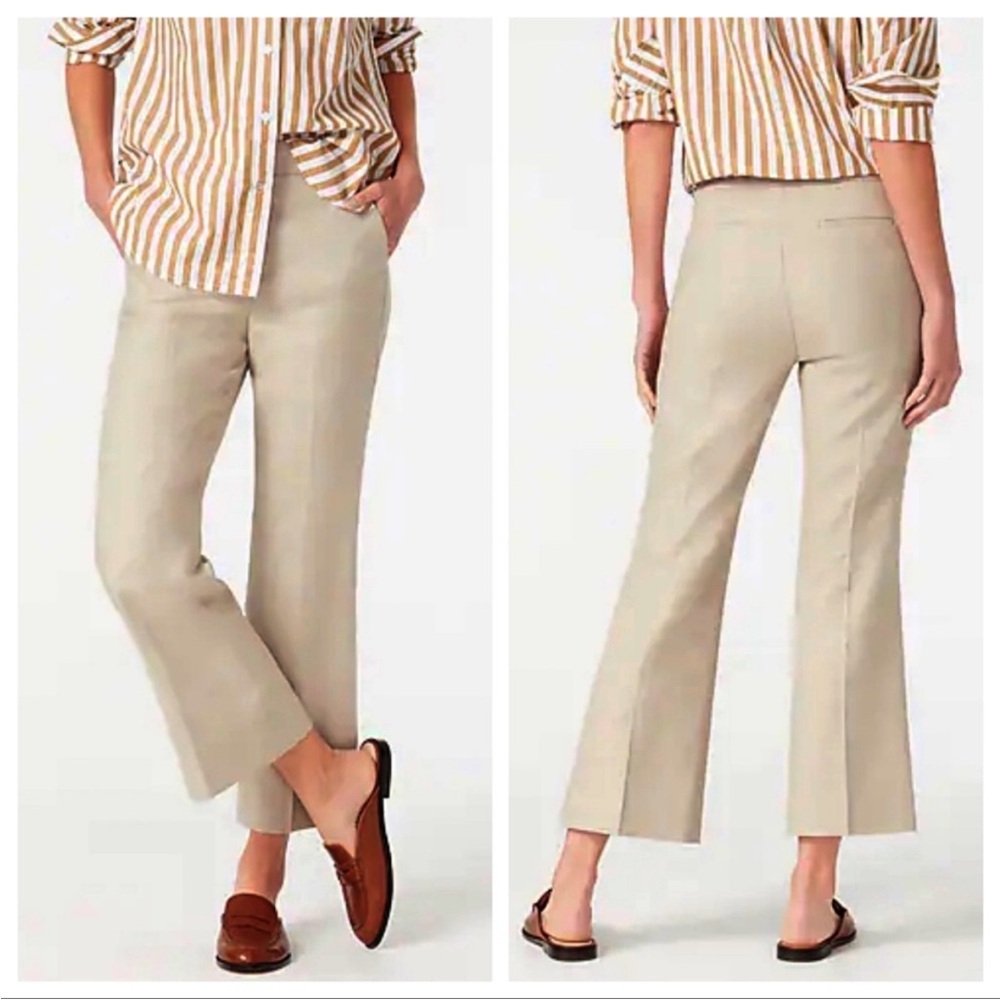 J. Crew Hayden Women's Tan Cropped Linen Blend Pants